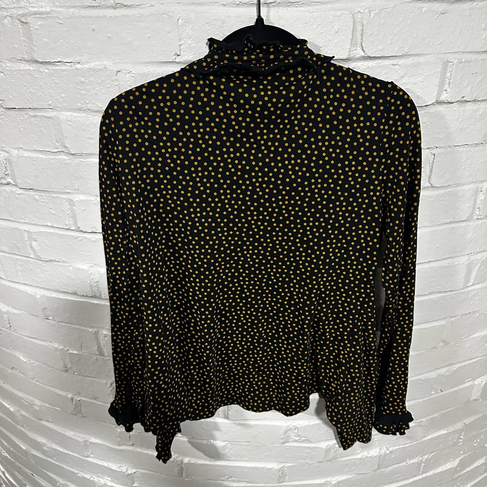 Boden Black and Yellow Polka Dot Ruffle Cardigan - Picture 2 of 3